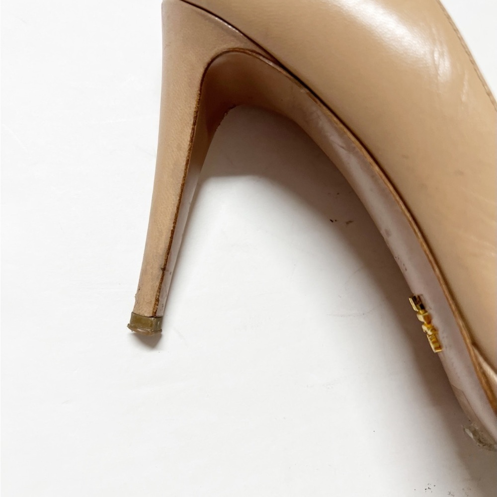 Prada Womens Nude Tan Leather Calzature Donna Platform Heeled Pump Size 37.5 - Picture 9 of 14